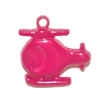 Kids button as a helicopter made of plastic in red 18 mm 0,71 inch